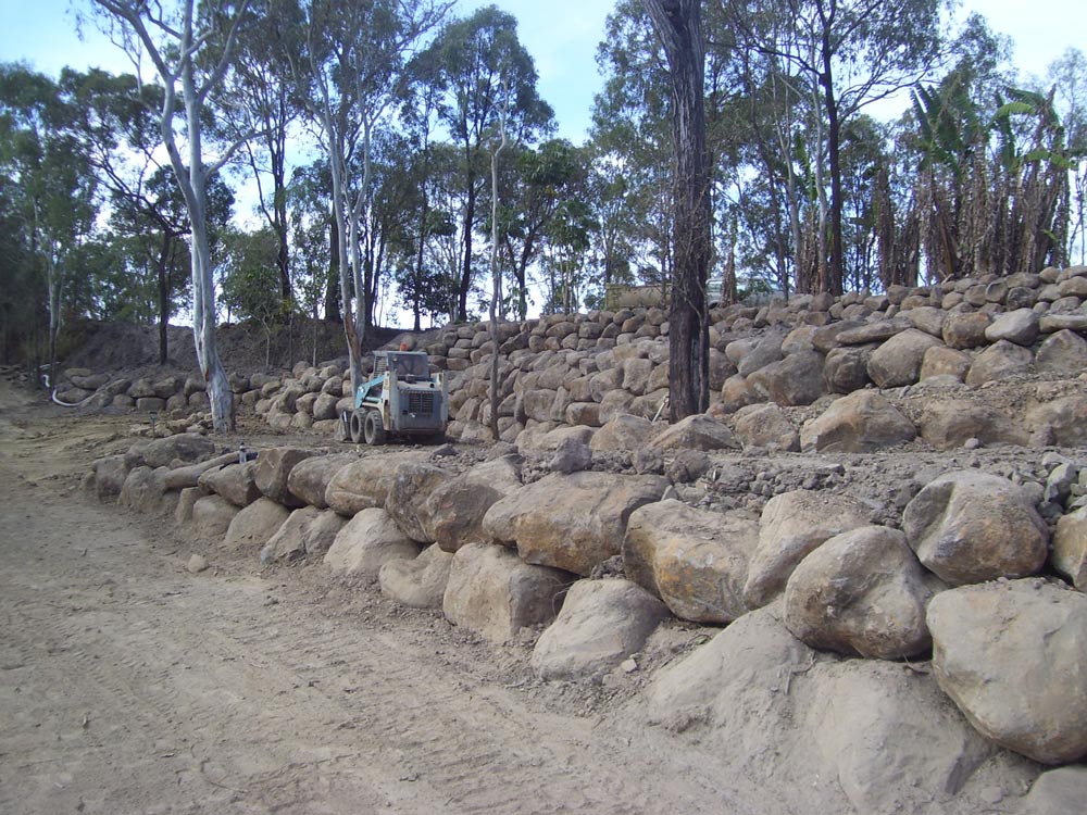 Rock Wall in Progress 3 — A1 Rock This City Truck & Dog Hire In Good Night QLD