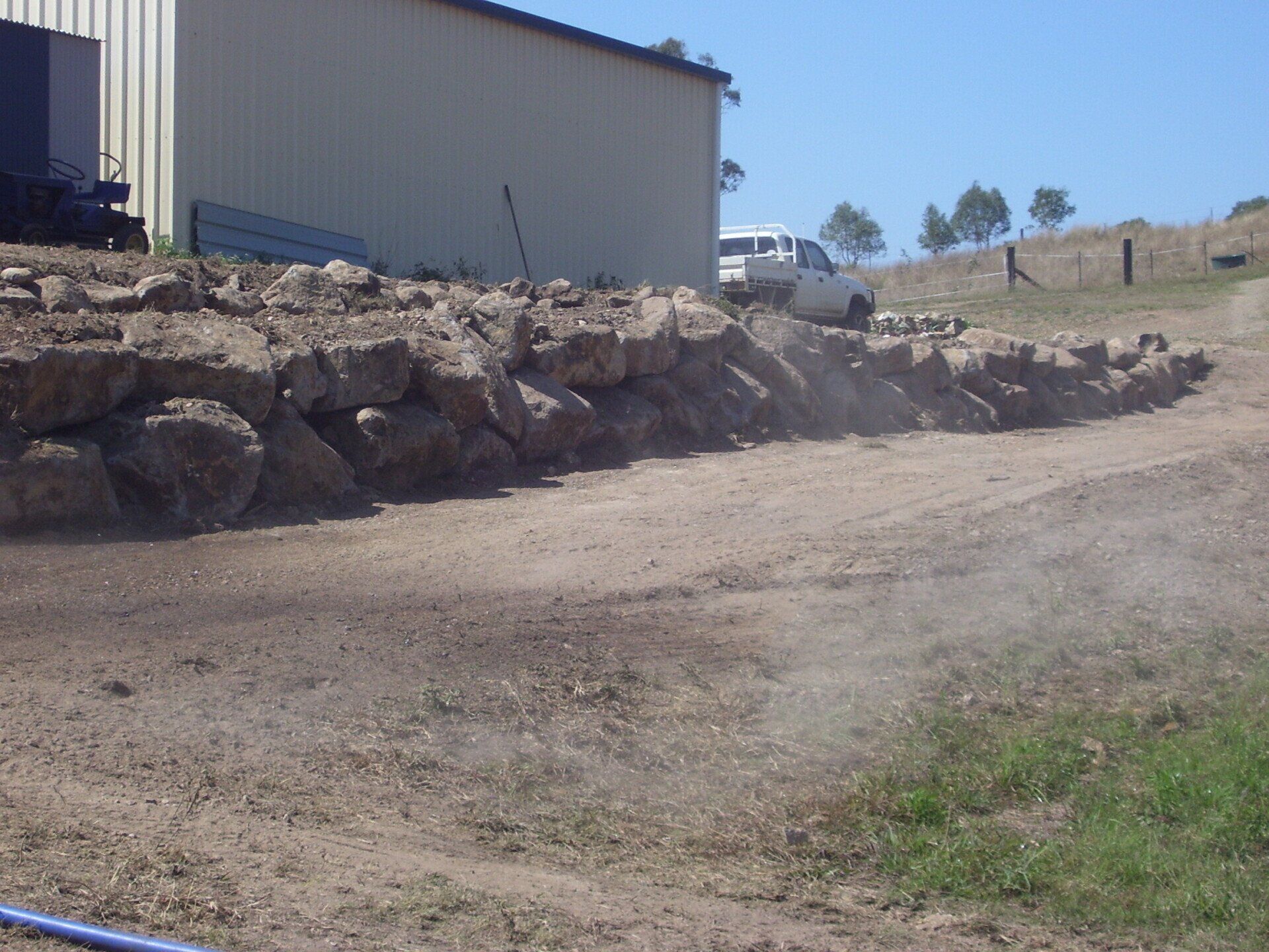 Rock Wall in Progress 4 — A1 Rock This City Truck & Dog Hire In Good Night QLD