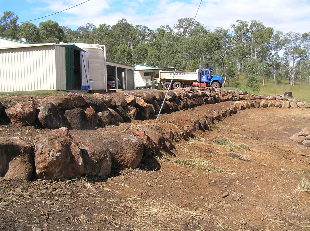 Rock Wall in Progress 06 — A1 Rock This City Truck & Dog Hire In Good Night QLD
