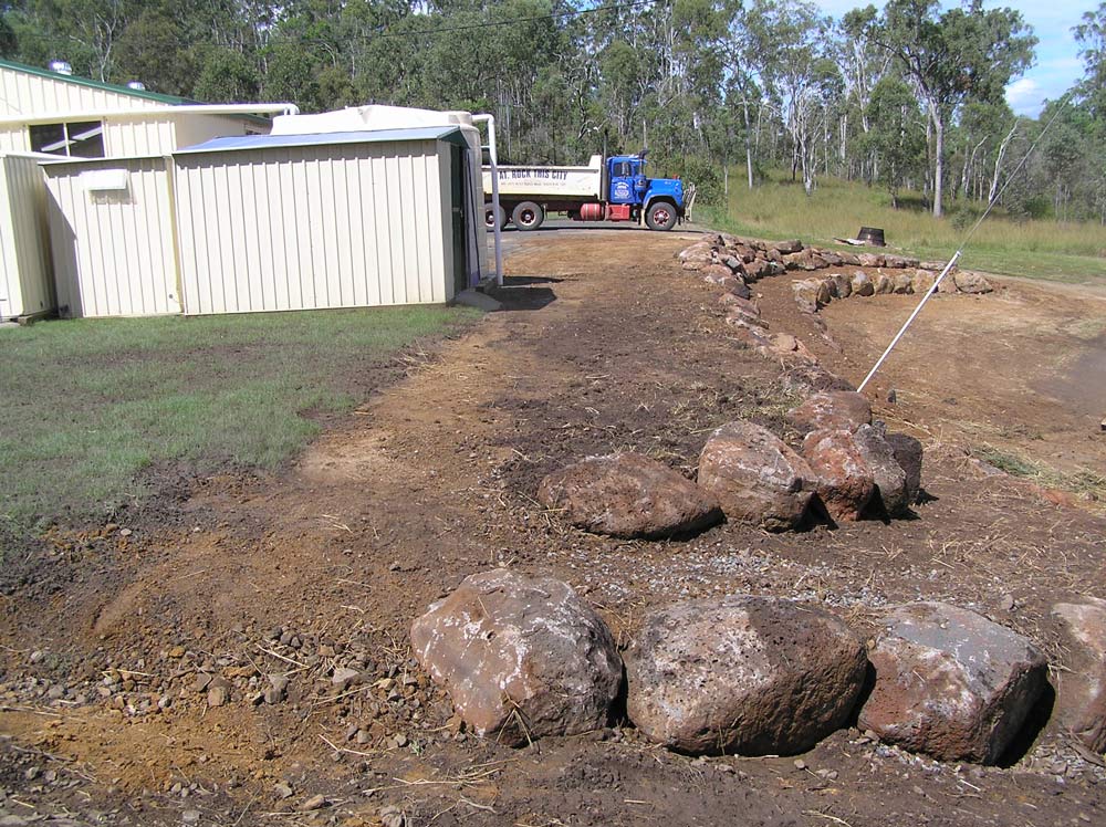 Rock Wall in Progress 07 — A1 Rock This City Truck & Dog Hire In Good Night QLD