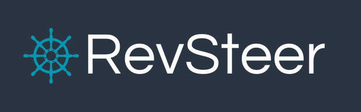 The rev steer logo has a steering wheel that represents the 8 major aspects to revenue lifecycle reporting