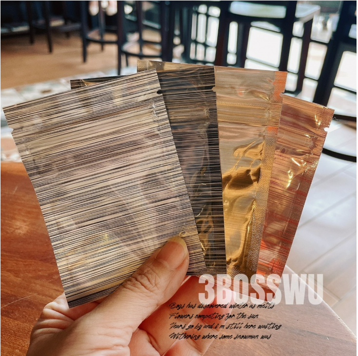 3bosswu小商品｜7*10cm分裝袋鋁膜袋｜秤重因素 數量+-1張 | 鉑金袋 | 磚紅金/金色/黑色條紋/灰色條紋｜優惠50張$100