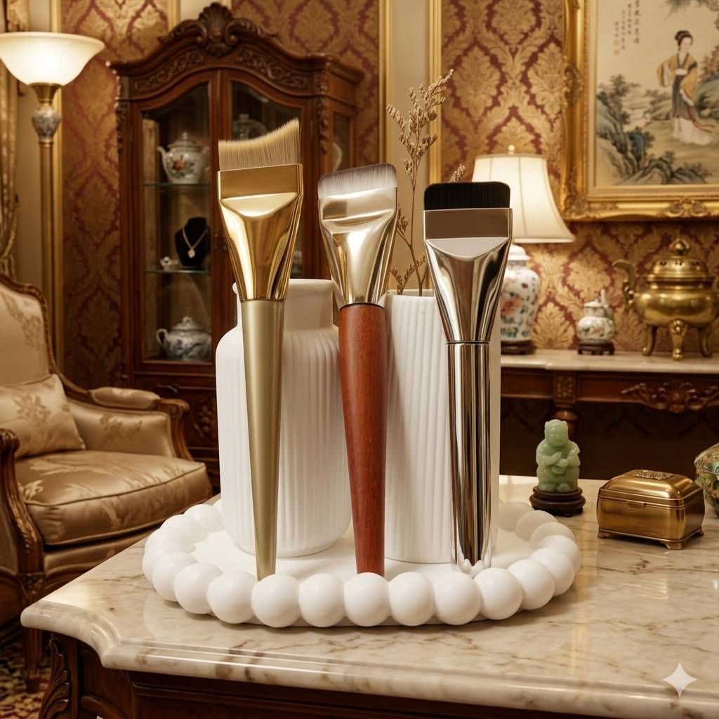 2093小工具   3BOSSWU小商品｜ 多款高質感扁頭粉底刷  原木款/銀色款/魚尾款