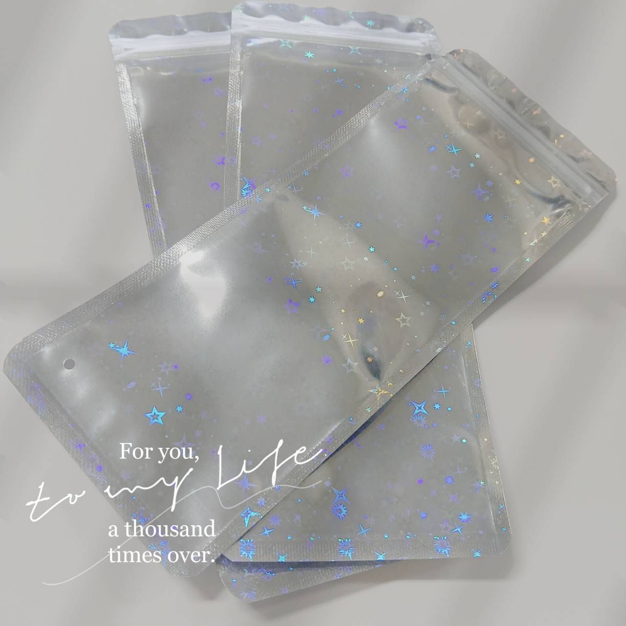 3023小工具-3bosswu小商品|雷射小號長形夾鏈袋 星星款/ 粉晶款