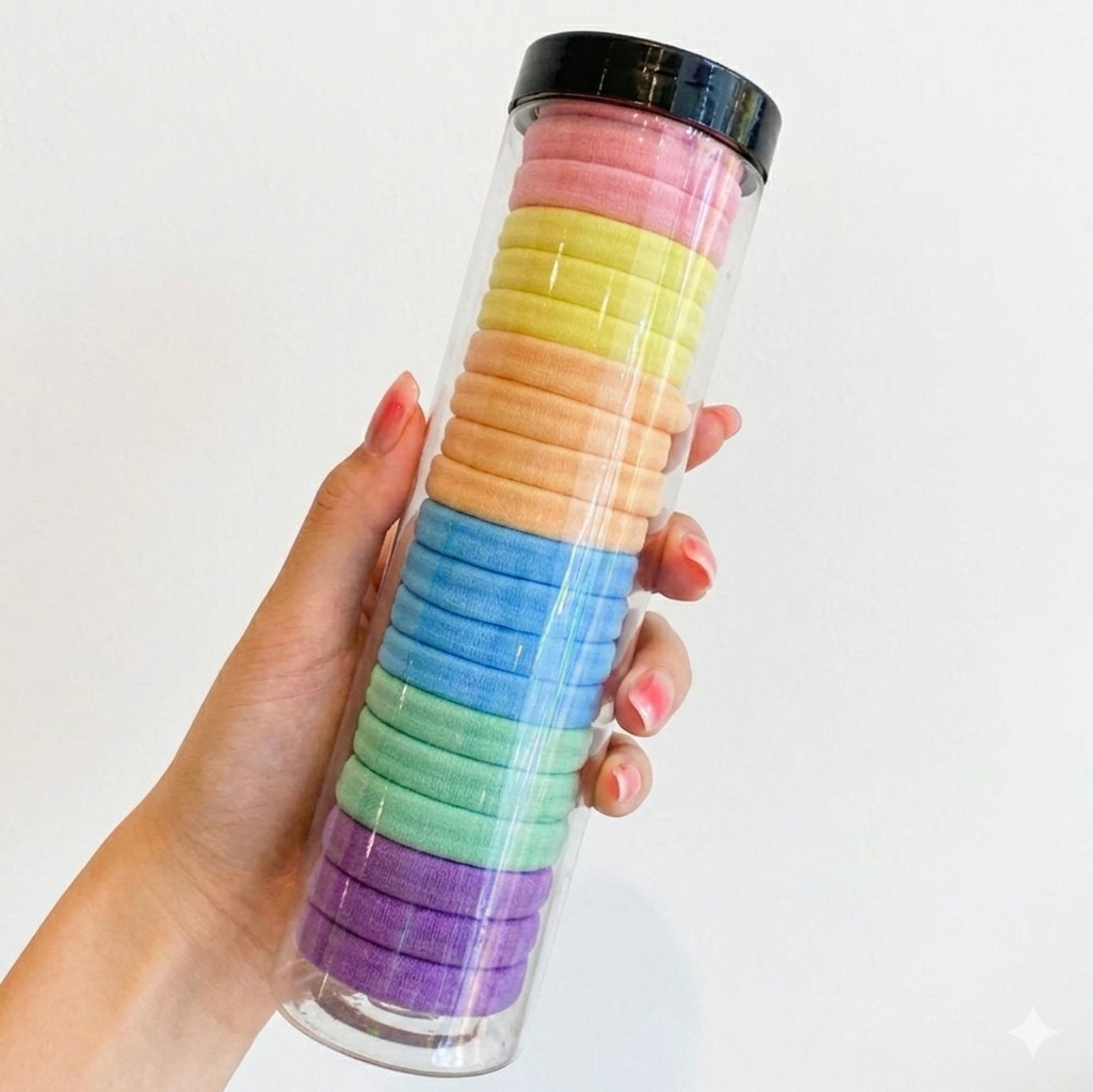 1684髮飾-韓版20根罐裝高彈力頭繩｜無接縫橡皮筋｜紮頭不傷髮不勒髮繩髮圈｜顏色 多款