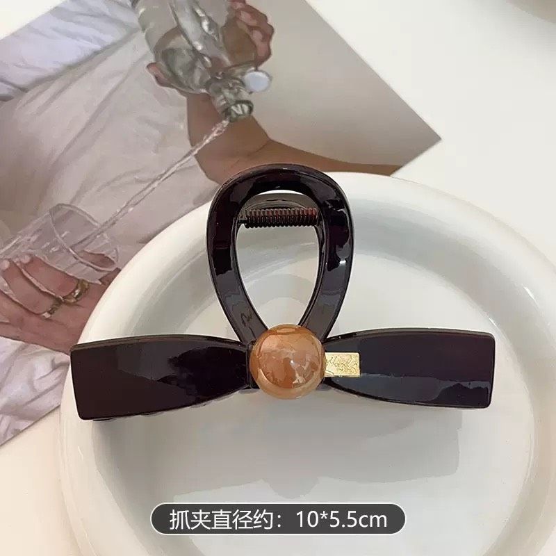 2266髮飾｜3BOSSWU小商品｜法式復古珍珠蝴蝶結盤髮抓夾｜三款可選｜盤髮夾｜大抓夾｜$80/1