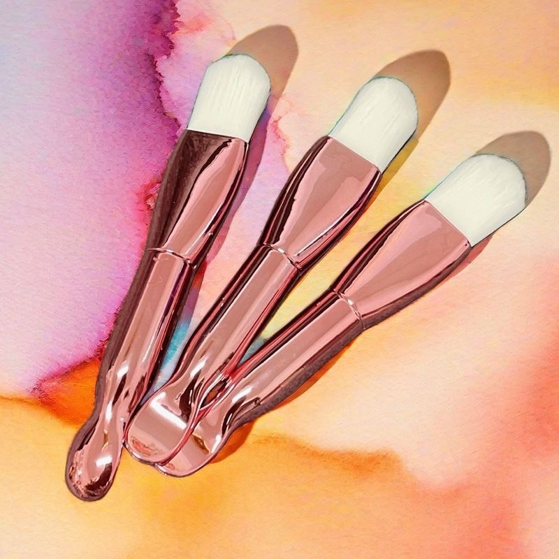 3BOSSWU小商品｜雙頭軟毛挖勺面膜刷｜銀色/玫瑰金/玫瑰金(白毛)｜三色可選｜1支$50