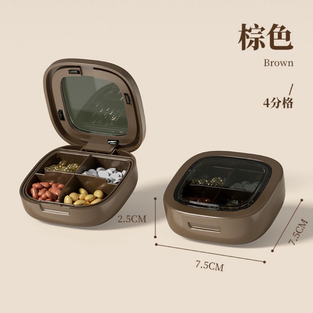 3BOSSWU｜MINI小方糖【4格款】錠狀膠囊分裝藥盒｜膠囊錠狀盒｜便攜式迷你小號大空間｜$180/個