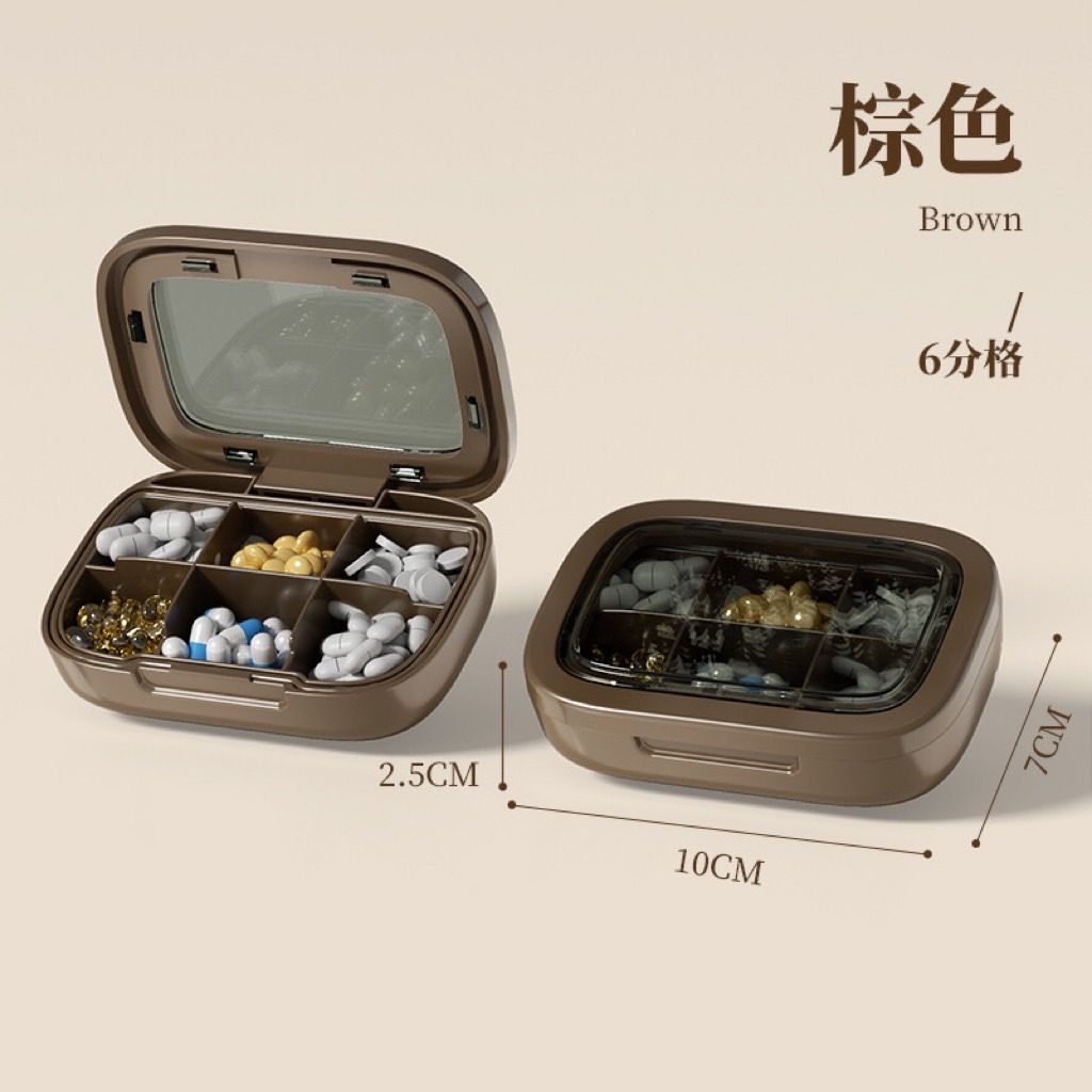 3BOSSWU｜MINI小方糖【6格款】錠狀膠囊分裝藥盒｜膠囊錠狀盒｜便攜式迷你小號大空間｜$220/個