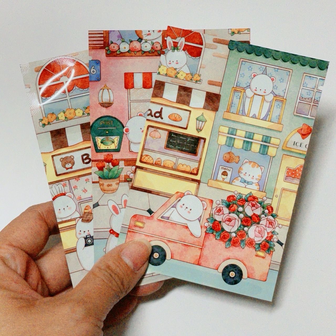 3bosswu小商品｜封口袋8*12cm封膜鋁袋｜內容重量約24g｜童話小鎮/遊樂園/貓咪｜一包100張$170（秤重量會落差+-2張）