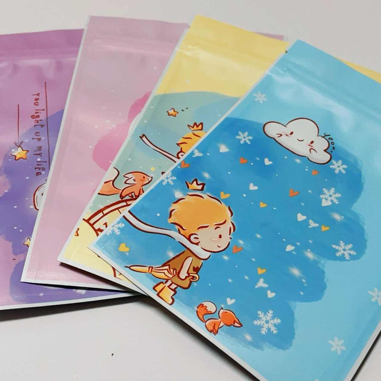 3bosswu小商品｜夾鏈袋10*15cm封膜鋁袋｜童話小鎮/小王子/花語｜一包50張$210（秤重量會落差+-2張）