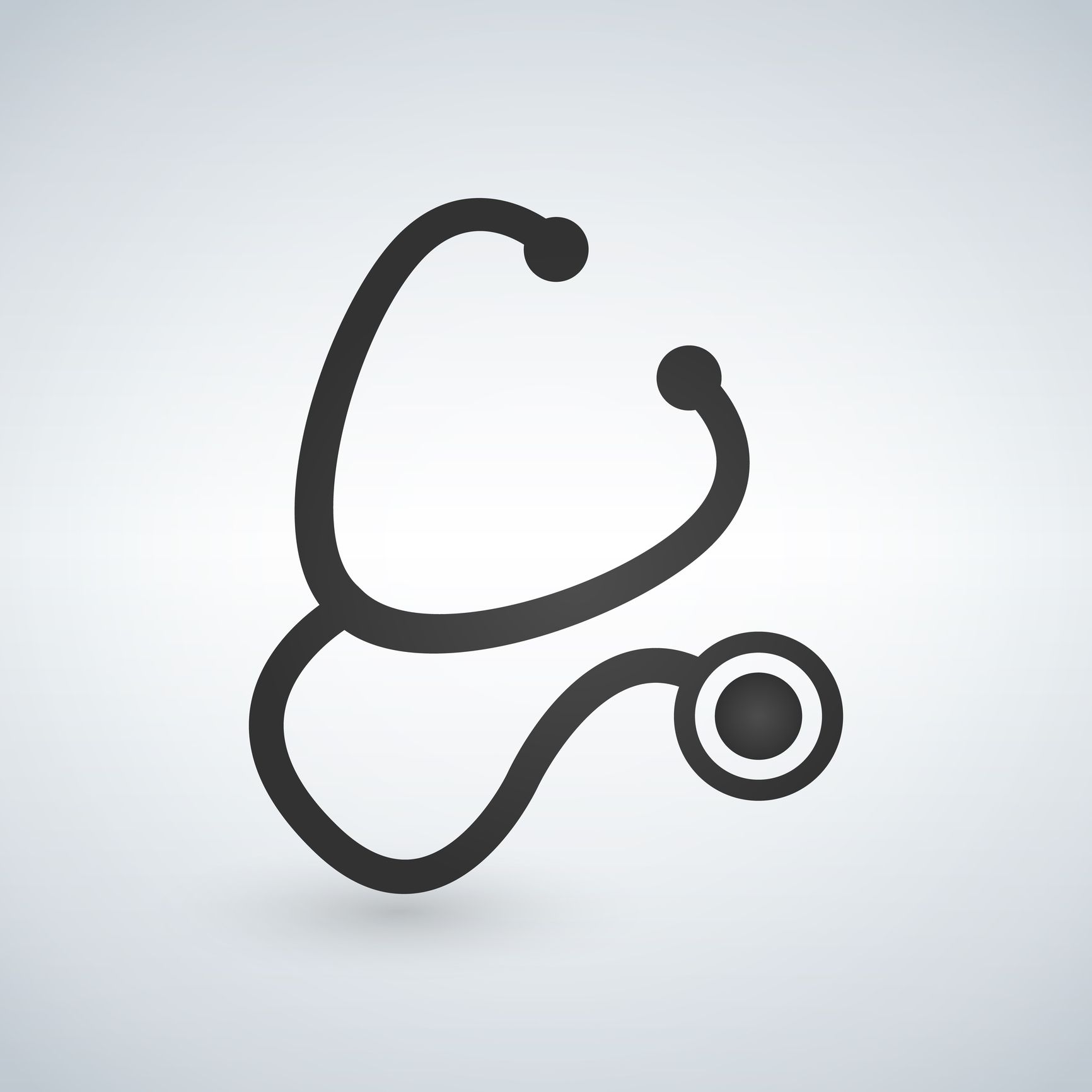 A stethoscope icon with a shadow on a white background