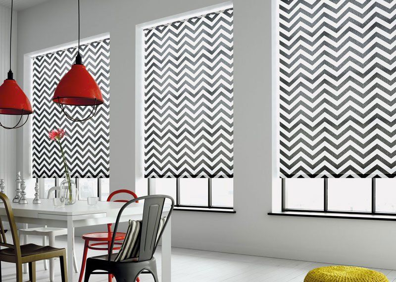 black and white themed blinds