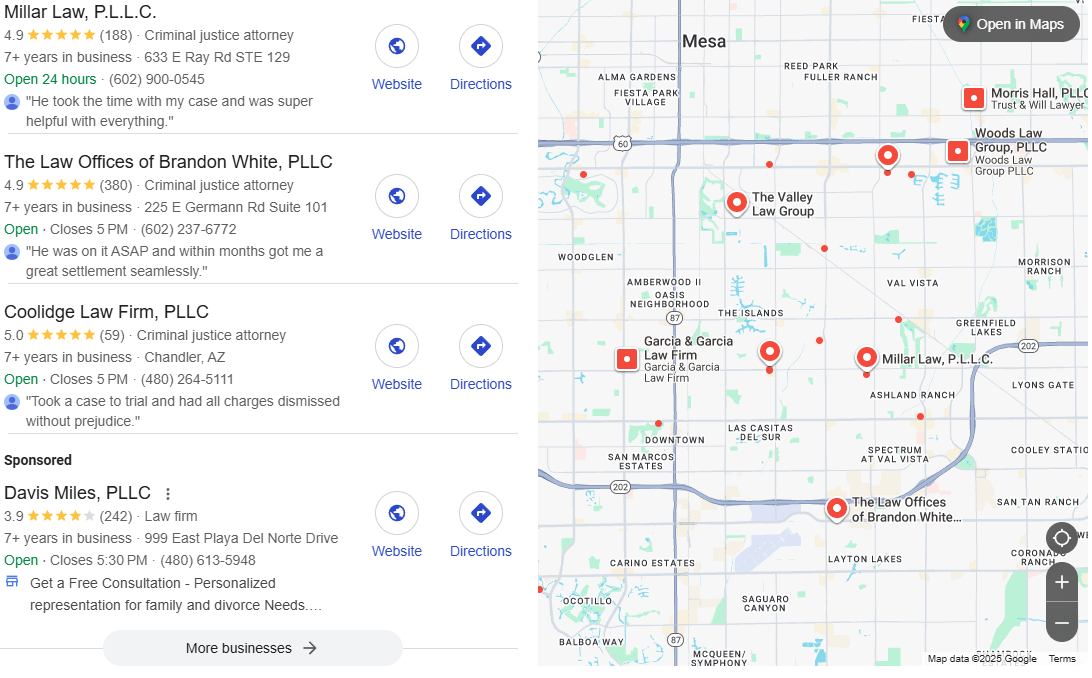 Local Package Results for Law Firm SEO