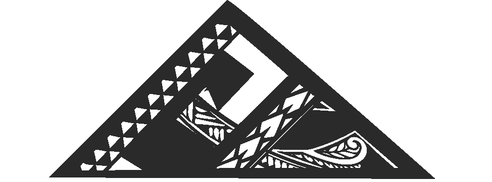 A black and white triangle with a pattern on it on a white background.