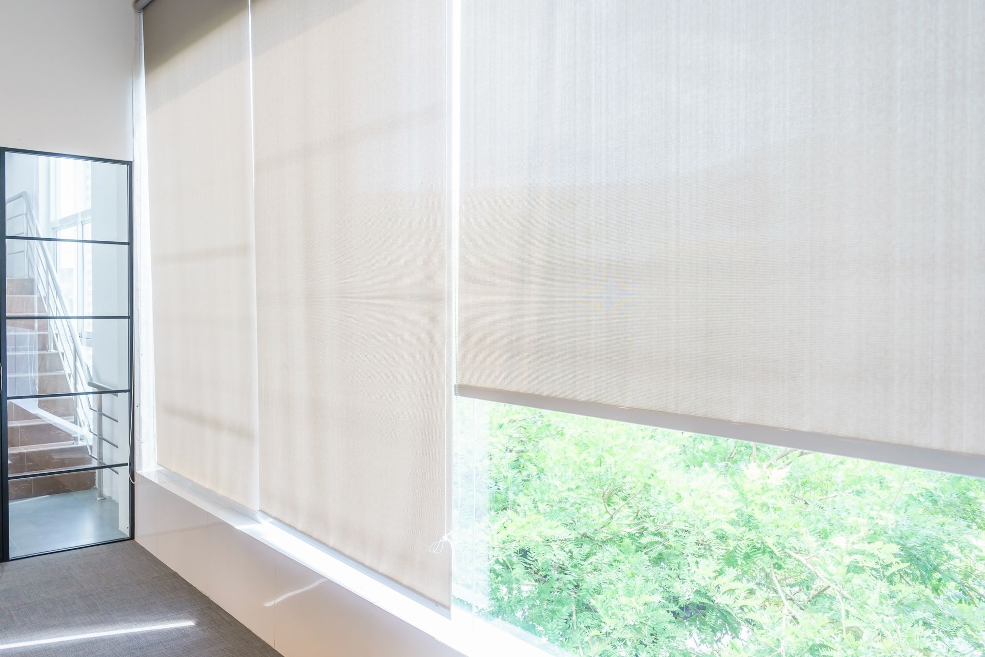 A Room With a Large Window With Blinds and a Mirror — Whitsunday Blinds & Security In Beaconsfield, QLD