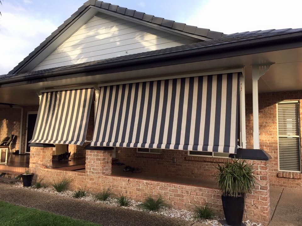 Outdoor Striped Awning — Whitsunday Blinds & Security In Beaconsfield, QLD