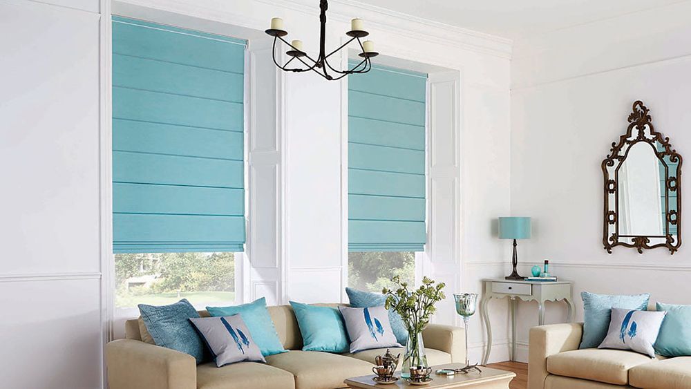 Roman Blinds in The Classic Living Room — Whitsunday Blinds & Security In Beaconsfield, QLD