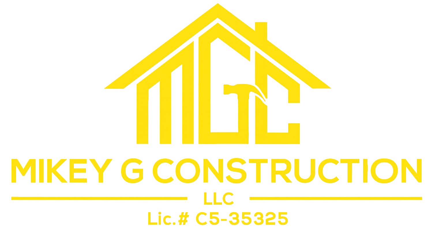 Logo for Mikey G Construction, featuring