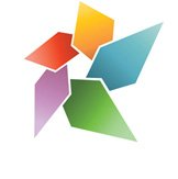 A colorful windmill logo on a white background.