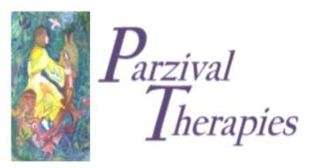 A logo for parzival therapies with a picture of a man on a horse