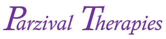 The logo for parzival therapies is purple on a white background.