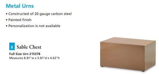 A picture of a metal urn and a sable chest