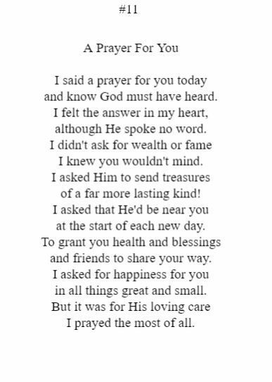 A prayer for you is written on a piece of paper