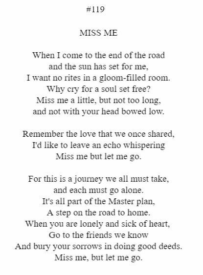A black and white poem titled miss me
