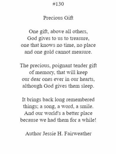 A poem by jessie h fairweather titled precious gift