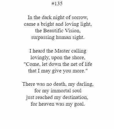 In the dark night of sorrow came a bright and loving light