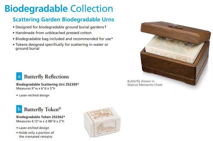 A biodegradable collection of scattering garden biodegradable urns