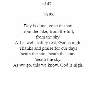 A poem titled taps is written in black and white