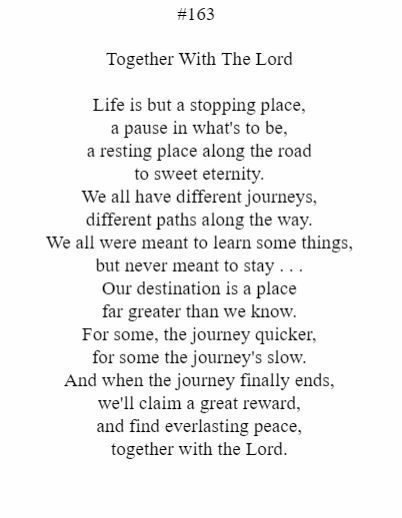 A poem about life is but a stopping place