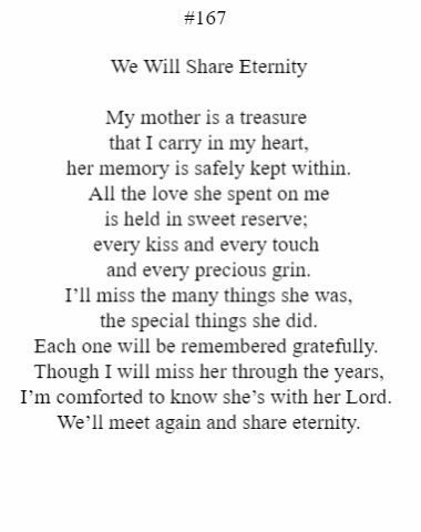 A poem is titled we will share eternity