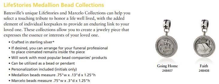 A brochure for life stories medallion bead collections