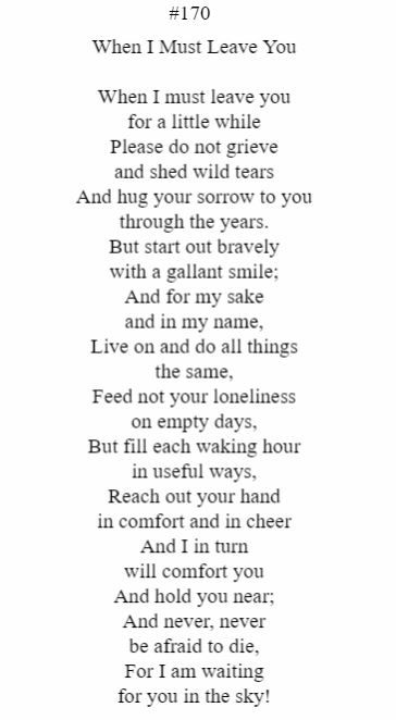 A poem titled when i must leave you