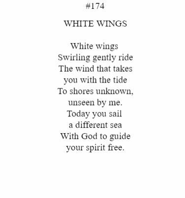 White wings swirling gently ride the wind that takes you with the tide to shores unknown
