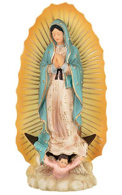 A statue of the virgin mary with a child sitting on her lap.