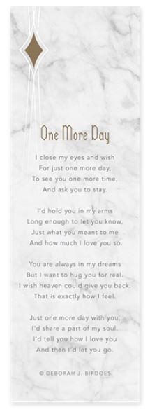 A piece of paper with a poem on it that says `` one more day ''.