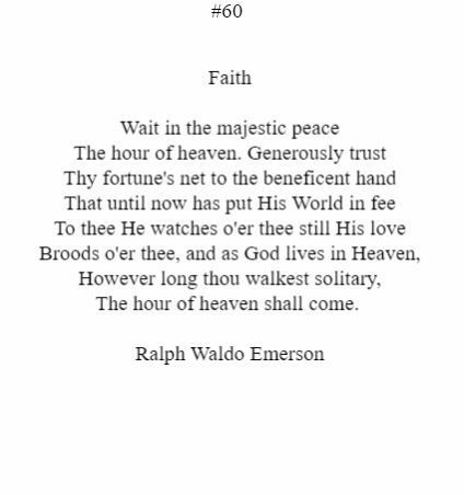 A poem by ralph waldo emerson is titled faith