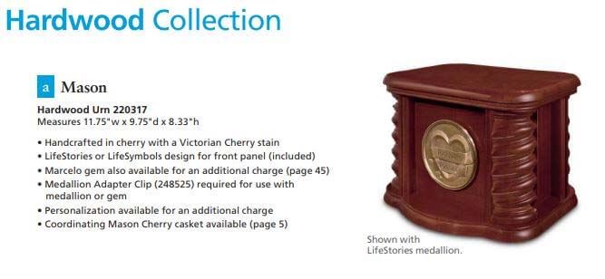 A picture of a hardwood urn with a heart on it