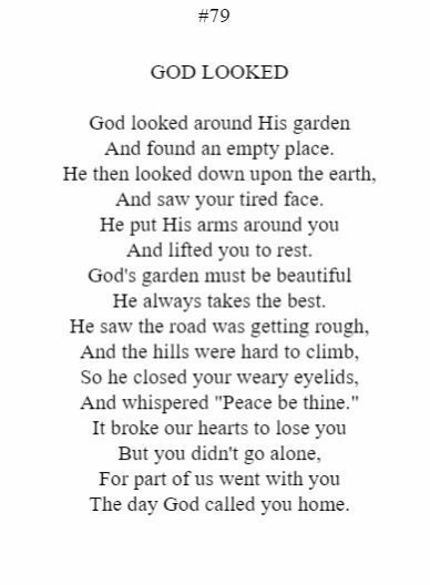 A poem about god looking around his garden and found an empty place