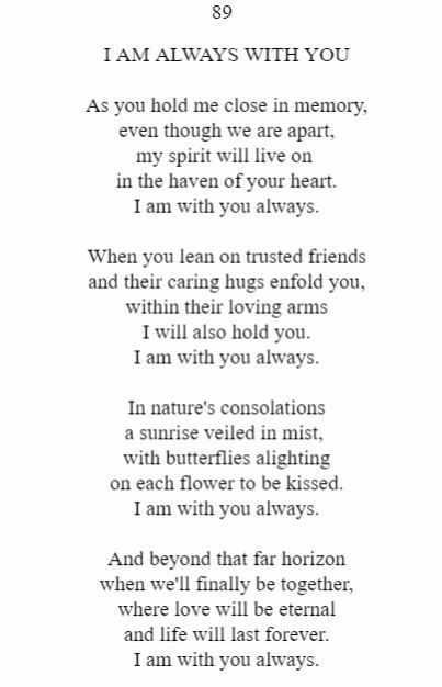 Page 89 of a book titled i am always with you