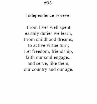 Independence forever from lives well spent earthly duties we learn