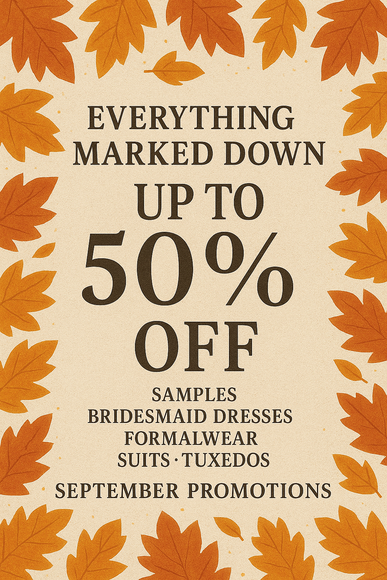 There is a promotion for 50 % off sample dresses.
