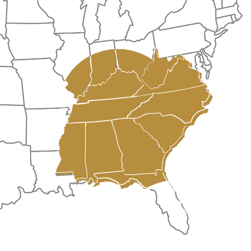 A map of the united states showing the southern states.