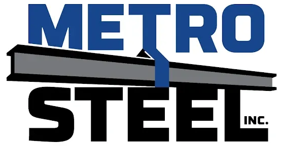 Metro Steel Inc. logo: Blue "METRO" over black "STEEL INC." with a stylized gray steel beam.