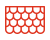 Red scalloped tile pattern in a rounded rectangular frame on a white background