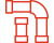 Red line icon of a building with a chimney and arch doorway